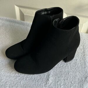 TOP Moda Black Suede Ankle Booties with Block Heel